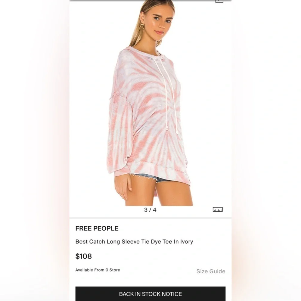 Free People Tie Dye Sweater Drawstring Top